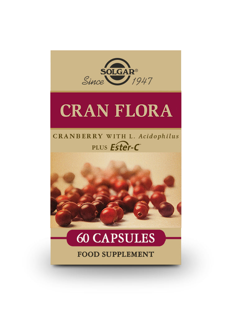 CRAN FLORA (Arándano Rojo con Probióticos y Ester-C®). 60 Cápsulas Vegetales