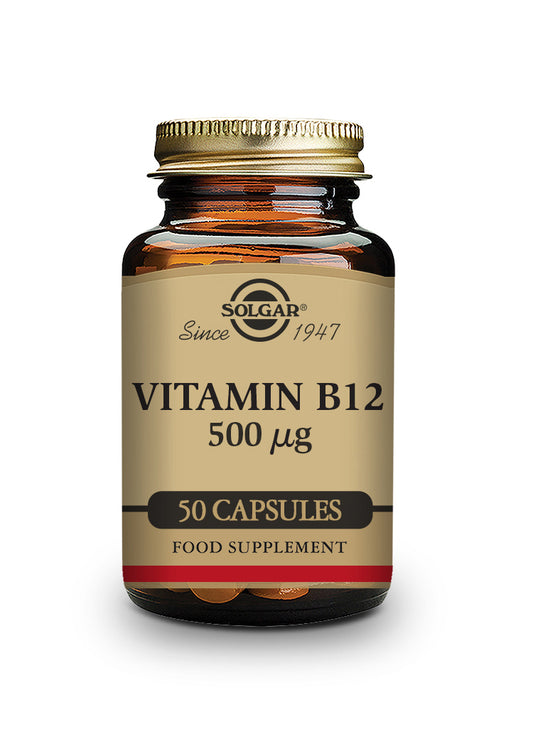 VITAMINA B12 500 µg (Cianocobalamina). 50 Cápsulas Vegetales