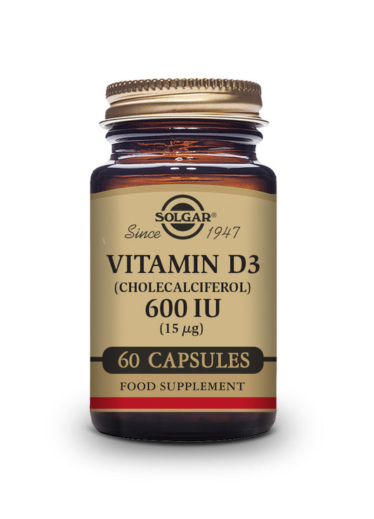 VITAMINA D3 600 UI (15 µg) (Colecalciferol). 60 Cápsulas Vegetales