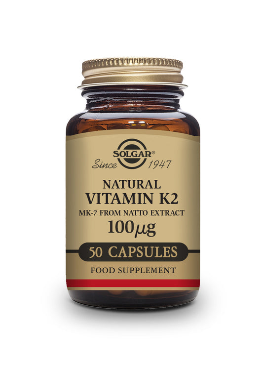 VITAMINA K2 100 µg con MK-7 natural (Extracto de Natto). 50 Cápsulas Vegetales